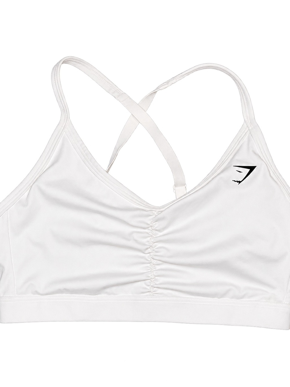 Gymshark White Ruched Cross-Back Sports Bra